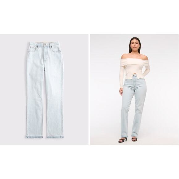 Abercrombie & Fitch Curve Love Ultra High Rise 90s Straight Jean - Picture 1 of 5